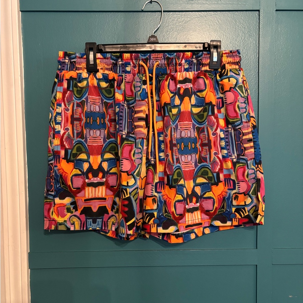 Strawberry Milk Mob Men’s Colorful Patterned Swim Shorts Size Large